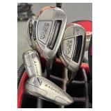 G - Golf Bag with Adams Golf & TaylorMade Clubs in Suncast Organizer with FootJoy Shoes