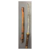 G - Katana Sword - Vintage Japanese 35.5-Inch Overall Length With Scabbard