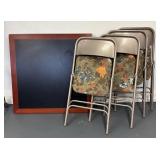 G - Folding Table with Four Vintage Folding Chairs