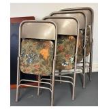 G - Folding Table with Four Vintage Folding Chairs