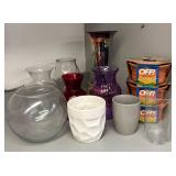 G - Assorted Glass Vases & OFF! Citronella Candles