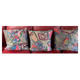 LR - Seven Accent Pillows - Gray & Multicolor Geometric Prints