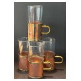 P - A Touch of Glass Vintage Copper & Glass Mug Set
