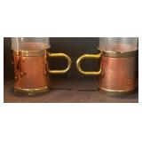 P - A Touch of Glass Vintage Copper & Glass Mug Set