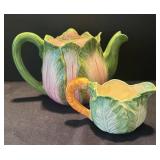 K - Italian Teapot with Fitz & Floyd Creamer Pitcher