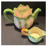 K - Italian Teapot with Fitz & Floyd Creamer Pitcher