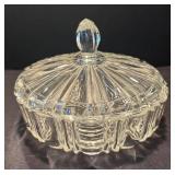 DR - Crystal and Clear Glass Platter with Basket & Covered Candy Dish