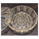 DR - Crystal and Clear Glass Platter with Basket & Covered Candy Dish