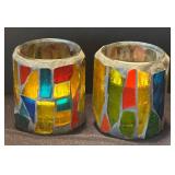 K - Colorful Ceramic Salt & Pepper Shakers - Mosaic Candle Holders, Candles, Bowl and More
