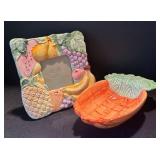 P - Pretty Terragraphics Frame and Fitz & Floyd Carrot Dish