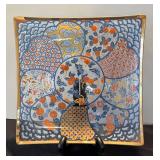 P - Vintage Japanese Glass Platter with Imari-Inspired Design
