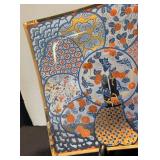 P - Vintage Japanese Glass Platter with Imari-Inspired Design
