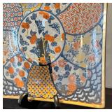 P - Vintage Japanese Glass Platter with Imari-Inspired Design