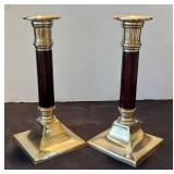 P - Pair of Vintage Brass Accented Candlesticks