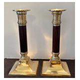 P - Pair of Vintage Brass Accented Candlesticks