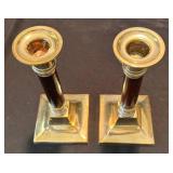 P - Pair of Vintage Brass Accented Candlesticks