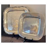 LR - Two Silver-Plated Serving Platters by Pottery Barn and More