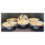 DR - Six Pottery Bowls - Beige Glaze with Dark Brown Slip