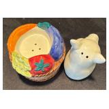 DR - Purple Ceramic Pitcher, Orange Citrus Teapot and Fitz & Floyd Salt & Pepper Shaker Set