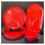 LR - Waechtersbach Platter, Four Stax Living Plates & Destinos Bowl - Radiant Red Servingware