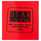 LR - Waechtersbach Platter, Four Stax Living Plates & Destinos Bowl - Radiant Red Servingware