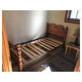 Vintage Solid Wood Kids Twin  Bed with Maple Leaf Details on the Headboard ( Bed Only) - Smoke Free