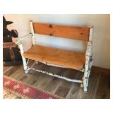 Birch Bark Wood Bench - smoke free
