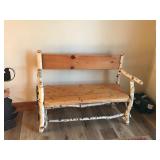 Birch Bark Wood Bench - smoke free