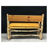 Birch Bark Wood Bench - smoke free