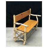 Birch Bark Wood Bench - smoke free