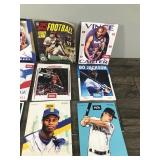 8 - Collectible PSA Magazines and 1 - 1982 Topps Football Sticker Album with Stickers in it