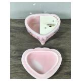 FENTON Glass Heart Jewelry Dish Music Box, Hand Signed Painted