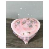 FENTON Glass Heart Jewelry Dish Music Box, Hand Signed Painted