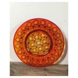 Vintage LE Smith Glass Amberina Plate & Vintage Fenton Pink Vase