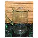 Vintage Uranium Glass - 4 Glasses & 1 Pitcher