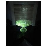 Vintage Uranium Pedestal Cake Stand