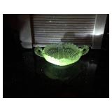 Vintage Double Handled Crystal Uranium Candy Dish