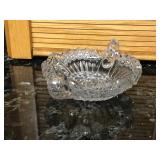 Vintage Double Handled Crystal Uranium Candy Dish