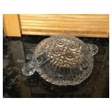 Vintage Double Handled Crystal Uranium Candy Dish