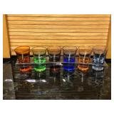 Lot of 6 Multi Colored Shot Glasses