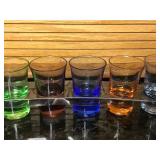 Lot of 6 Multi Colored Shot Glasses