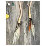 Lot of Home Decor - Wooden Hanging Sign (catcha falling star) - Hanging Butterflies - 2 Metal Hanging Candle Holders - Rope Type Thing with Leather, Feathers and Horse Hair on Each End