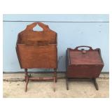 Vintage Wooden Magazine Holder & Possible Wooden Sewing Box