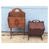 Vintage Wooden Magazine Holder & Possible Wooden Sewing Box