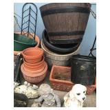 Large Lot of Flower Pots - Yard Ornaments - Bird Feeders and More