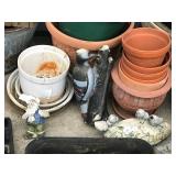 Large Lot of Flower Pots - Yard Ornaments - Bird Feeders and More