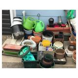 Large Lot of Flower Pots - Yard Ornaments - Bird Feeders and More
