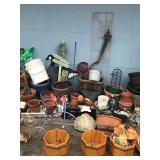 Large Lot of Flower Pots - Yard Ornaments - Bird Feeders and More