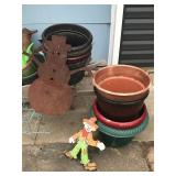 Large Lot of Flower Pots - Yard Ornaments - Bird Feeders and More