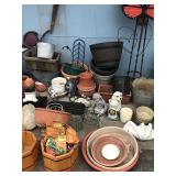 Large Lot of Flower Pots - Yard Ornaments - Bird Feeders and More
